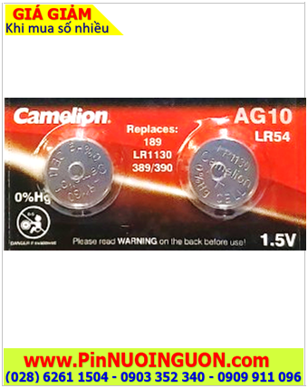 Pin AG10 LR1130 189 _Pin cúc áo 1.5v Alkaline Camelion AG10 LR1130 189 